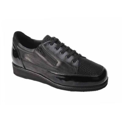 Podoline Ottana - Women's Shoes with Laces and Zip - Nero